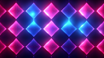 Wall Mural - a vibrant display of glowing pink and blue diamond shapes arranged in a repetitive pattern against a