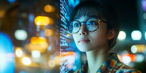 Poster - AI-Assisted Decision Making: Depict a business professional analyzing data on a screen with AI-generated insights, emphasizing data-driven decisions.