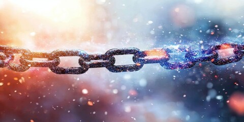 Poster - Blockchain Visualization: Create an image showing a digital chain of blocks interconnected, symbolizing the structure of blockchain technology.