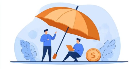 Aufkleber - Insurance and Protection: Illustrate financial professionals discussing insurance options with clients, highlighting the importance of protecting assets through risk mana