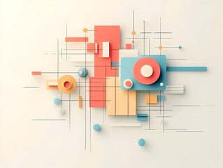 Simplistic digital motif featuring sharp angular forms and a muted color gradient conveying an innovative tech aesthetic and information management concept in a digital painting style