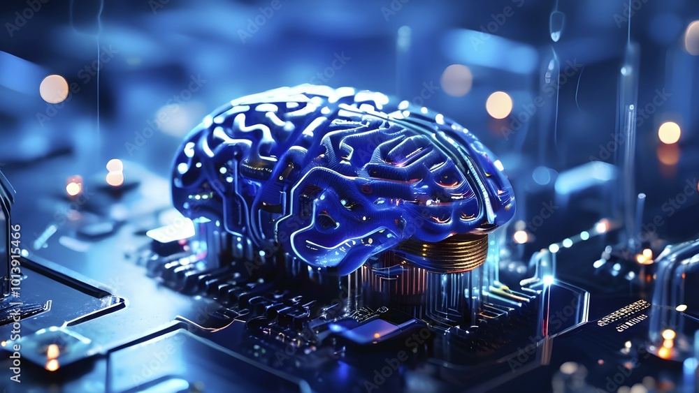 Data Interlinked With Computer Human brain intricately interlinked with the circuits of a computer ...