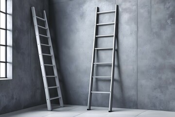 three dimensional render of ladder leaning against a wall, ai generated