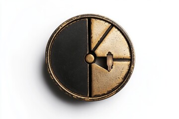 a minimalist design featuring a combination lock with a keyhole in the shape of a pie chart, representing data security