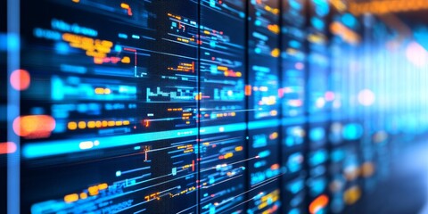 Poster - Network Monitoring Tools: Depict a computer screen displaying network monitoring software, with alerts and performance metrics.