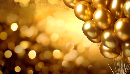 Wall Mural - A festive celebration banner adorned with elegant gold balloons for a special event. Generative AI