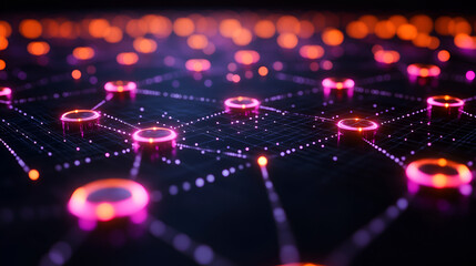 Wall Mural - colorful network connections illuminated against a dark background showcasing technology and digital