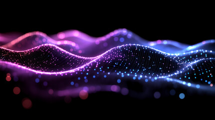 Wall Mural - colorful waves of light create a mesmerizing pattern in a dark setting at night