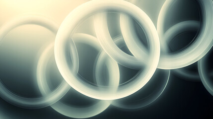 Wall Mural - abstract representation of interconnected circles in a soft light setting with a dark background emp