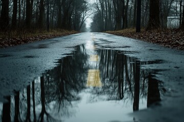 Wall Mural - a road with a yellow line in the middle