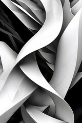 AI generated digital art canvas that comes alive with a fusion of geometric shapes in black and white