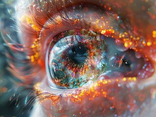 Wall Mural - Close-Up of a Human Eye with Sparkles and Color