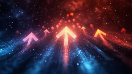 Wall Mural - Glowing digital arrows 