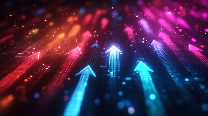 Wall Mural - Glowing digital arrows 