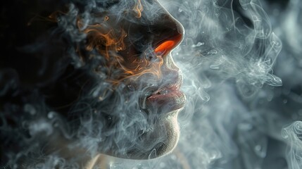 Canvas Print - Abstract Smoke Portrait: A Dreamy and Surreal Vision