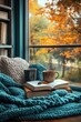 © Lubos Chlubny - Enjoying autumn colors while relaxing with a good book and hot drink