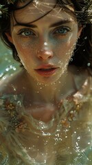 Canvas Print - Watery Dream: A Woman's Portrait with a Touch of Magic