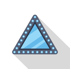 Sticker - Triangle window with blue glass and round lamps is shining bright on white background