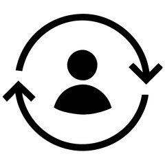 User profile refresh icon symbolizing updates and changes for website and mobile app interfaces