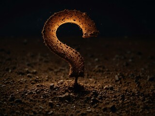 Wall Mural - A question mark illuminated in the dirt.