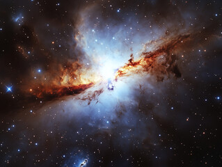 Canvas Print - Light in the Cosmos: A Distant Galaxy Shining with Bright Bursts