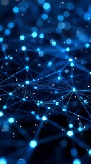 Leinwandbilder - blue digital network connections on a dark background, futuristic technology concept