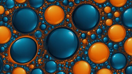 Wall Mural - Abstract blue and orange bubble pattern.