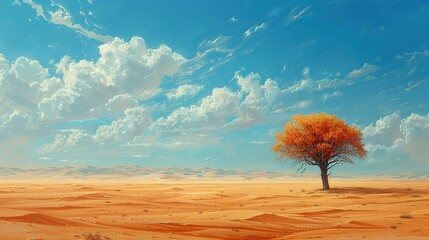 Canvas Print - Lonely Tree in the Desert: A Stunning Landscape