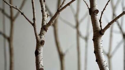 Wall Mural - Bare twigs on a simple white background.