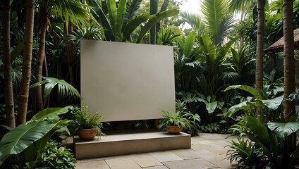 Blank canvas in a lush tropical garden