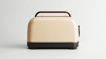 Retro-inspired toaster with a beige finish isolated on a white background perfect for kitchen appliance marketing product showcases and home decor visuals Generative AI