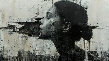 Wall Mural - Abstract Portrait of a Woman in Black and White