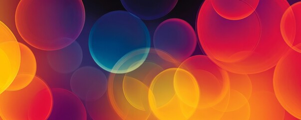 Poster - Colorful abstract circles on dark background