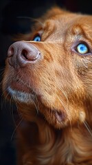 Sticker - Close-Up Portrait of a Golden Retriever with Blue Eyes