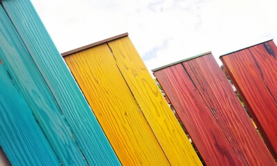 Wall Mural - Brightly painted wooden boards Video