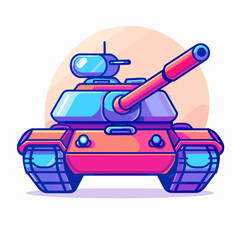 Vector illustration of a tank in flat style on a white background.