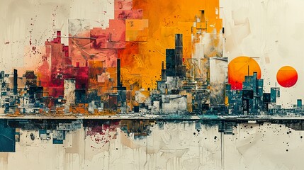 Canvas Print - Abstract Cityscape: Geometric Urban Art