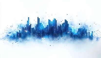 Sticker - Abstract Cityscape in Blue Hues