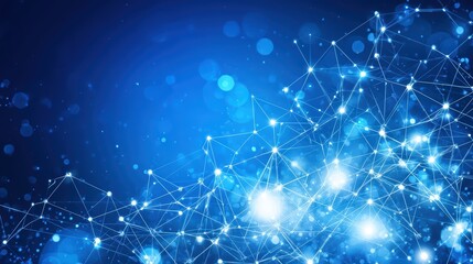 Abstract blue technology background with glowing connections and dots, creating a futuristic network effect.