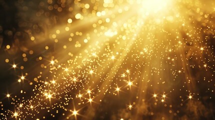 A shimmering display of golden light and sparkling particles, creating a magical and ethereal atmosphere.