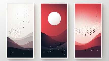 Wall Mural - set of 3 frame abstract maroon gradient poster background vector set. modern cover template with mar