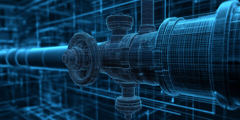 Aufkleber - Industrial pipeline system showing engineering design under development