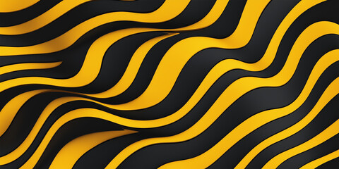 Aufkleber - Yellow and black wavy stripes forming an abstract background
