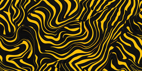 Poster - Abstract yellow and black stripes forming a wavy pattern background