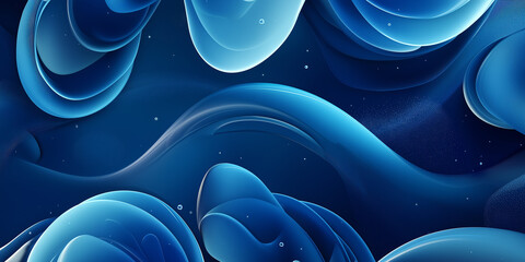 Poster - Abstract blue background with flowing lines and shapes