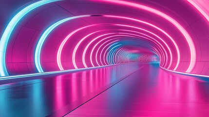 Poster - Neon lights creating a tunnel effect with pink and blue colors