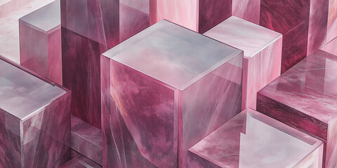 Leinwandbilder - Abstract cubes forming modern pink structure background