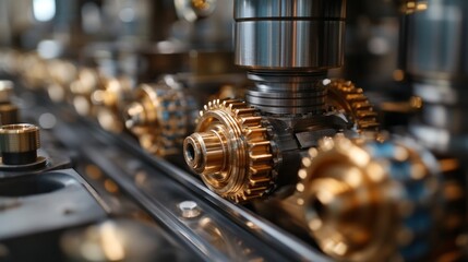 A detailed view of machine gears highlights the intricate workings and mechanical precision involved.