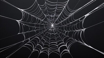 White spider web on a black background.