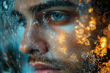 Wall Mural - a photographer using mirrors and reflections to create abstract portraits. concept of photography in